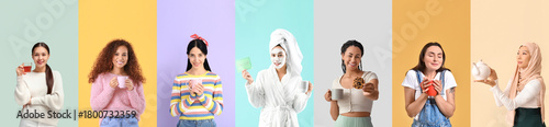 Set of different women with...