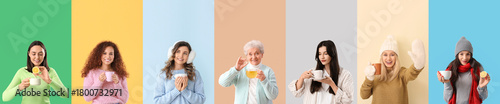 Set of different women with...