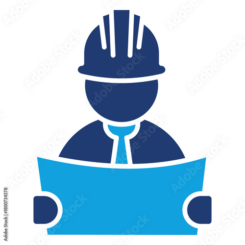 Engineer Flat Blue Icon