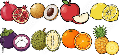 Vibrant Assortment of Exotic and Common Fruits Collection
