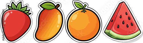 Colorful Assorted Fruit Stickers Fresh Healthy Food Icons