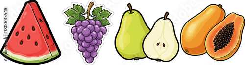 Assorted Fresh Fruits Collection Slice Cut Healthy Food