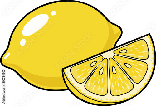 Vibrant yellow lemon and slice illustration