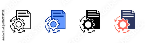 Processing icon set multiple style collection