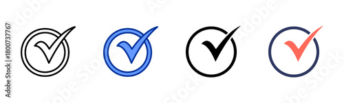 Tick icon set multiple style collection