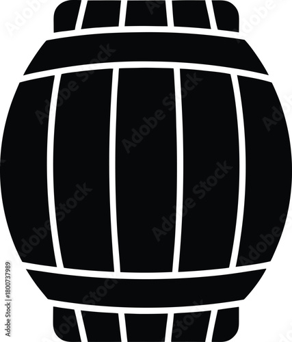 Black beer barrel silhouette simple flat design on white background