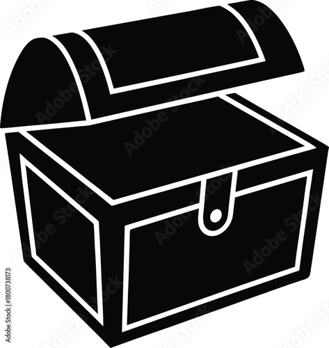 Gold Treasure Chest Silhouette Open Simple Black Graphic
