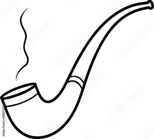 Minimalist black outline smoking pipe with wisps of smoke
