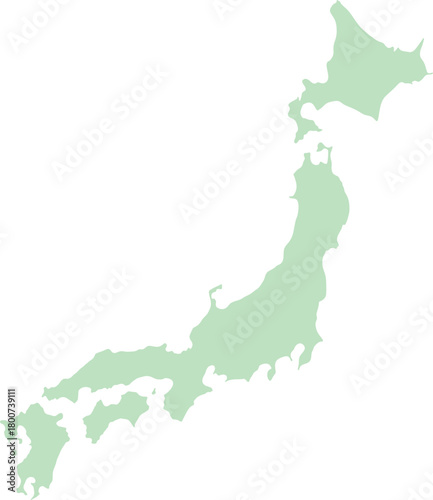 Map of Japan outline in light green color.