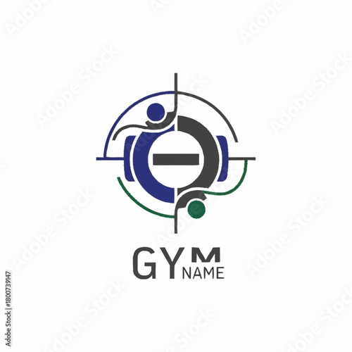 Abstract Gym Logo Design with Target and Human Figures.