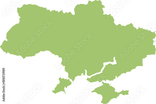 Ukraine map outline green color illustration.