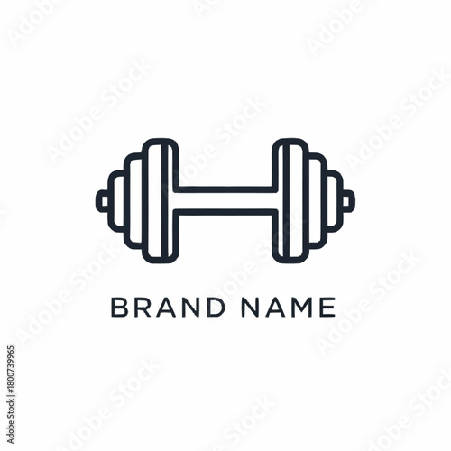 Gym fitness logo design with barbell and brand name for exercise.