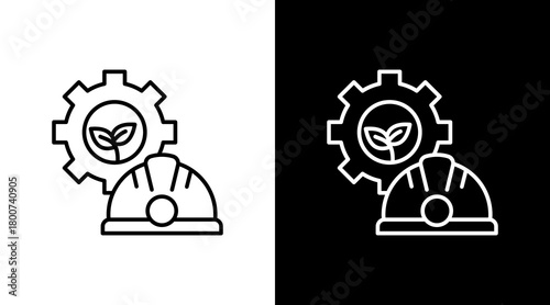 Environmental Engineering White Icon Set Design