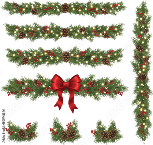 Christmas wreath with bells ribbon and holly decoration