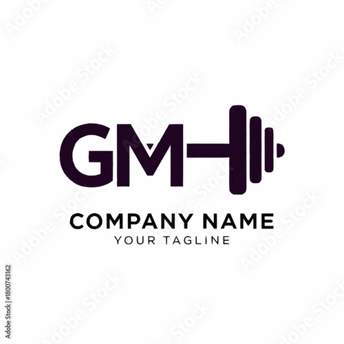GM letter logo with dumbbell icon for fitness and gym company.