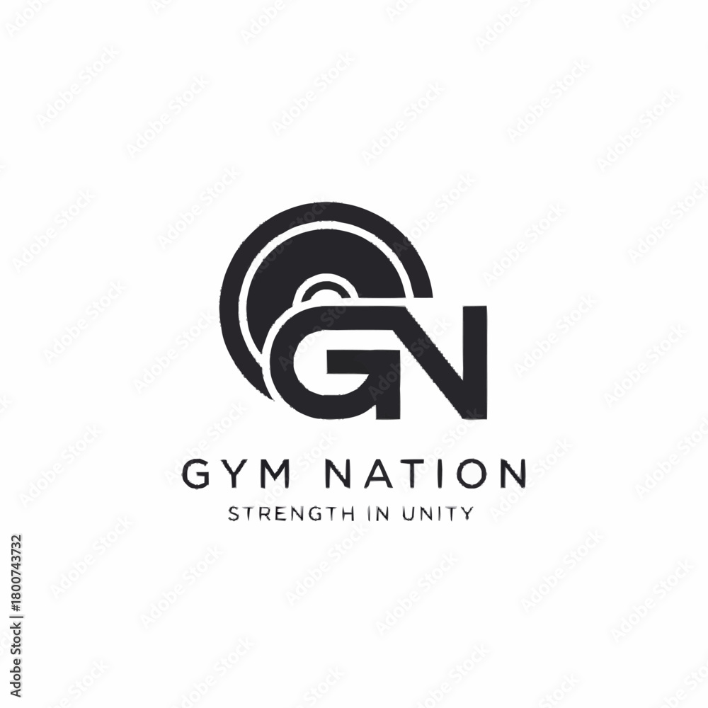 Obraz premium Gym Nation Logo with Weight Plate and GN Initials.