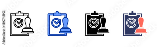Approval Stamp icon set multiple style collection