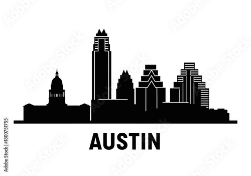 Austin Texas city skyline silhouette vector illustration.