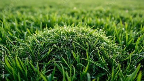 mediocrity. A subtle grassy mound with morning dew, a slight elevation in the natural terrain. travel magazines, destination branding, designed for outdoor magazines and nature guides.