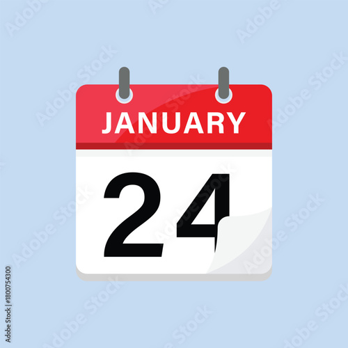 January twenty fourth calendar icon flat design style daily appointment reminder graphic