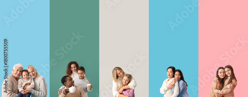 Collage of families in wint...