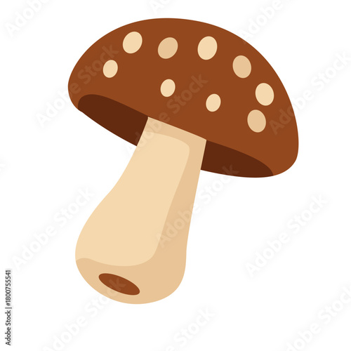 A brown mushroom illustrated in flat minimalist style, representing edible fungi, organic produce, natural ingredients, fresh food, healthy cooking elements, and earthy plant-based nutrition.