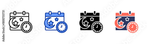 Night Routine icon set multiple style collection