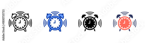 Alarm Clock icon set multiple style collection