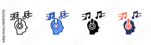 Relaxing Music icon set multiple style collection