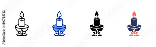 Aromatherapy Candle icon set multiple style collection