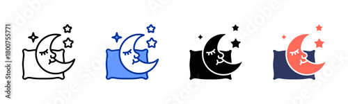 Sleepy Moon icon set multiple style collection