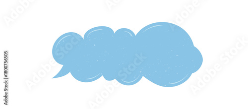 Rough organic cloud patch with hand drawn texture. Blue speech bubble box as chat message, unique patch for graphic communication or creative dialogue element, perfect for modern comment concept.