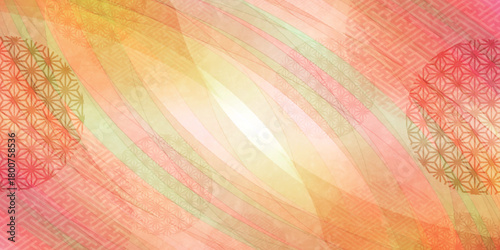 カラフル　和柄　黄色　模様　背景