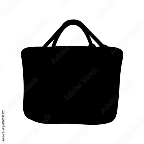 Black silhouette of a shopping tote bag with double carrying handles