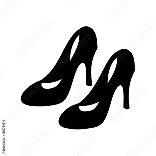 Elegant pair of black high heel shoes on a white background