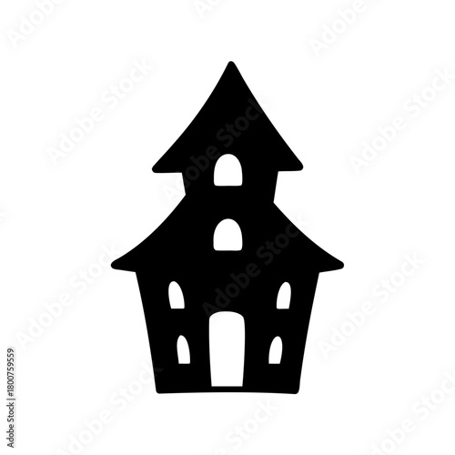 Spooky haunted house silhouette illustration ready for Halloween celebration invitations
