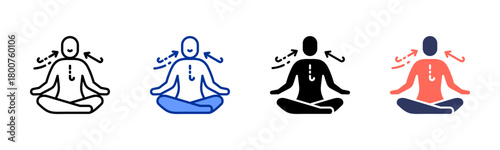 Deep Breathing icon set multiple style collection