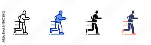 Jogging icon set multiple style collection