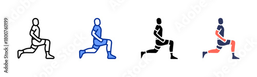 Lunges Practice icon set multiple style collection