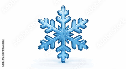 Elegant crystalline blue snowflake symbol representing winter's cold beauty and frosty charm, a perfect graphic element for seasonal designs and festive decorations