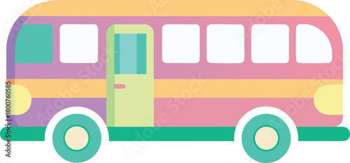 Colorful pastel minimalist bus icon vector design