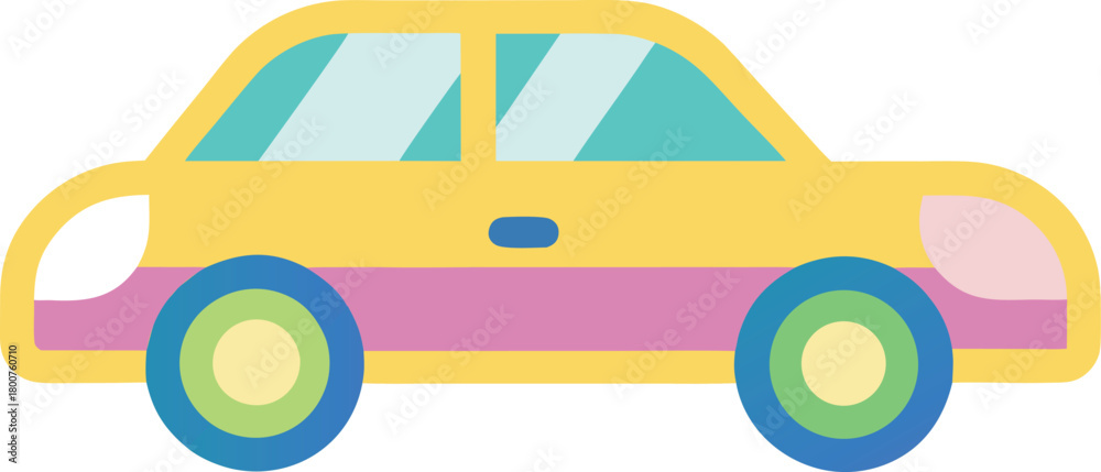 Naklejka premium Colorful pastel minimalist car icon design.