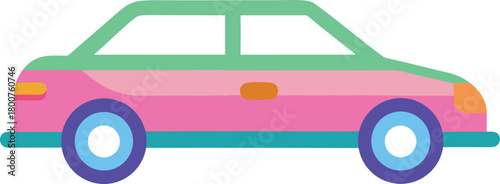 Colorful pastel minimalist car icon vector.