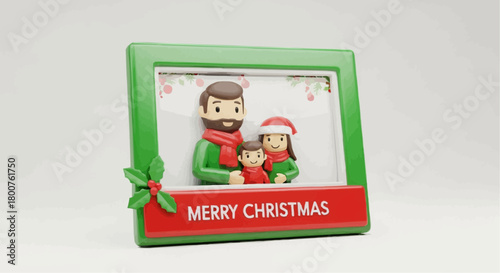 Christmas Family Portrait Festive Holiday Celebration in a Decorative Frame