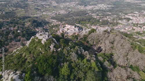 Explore national palace of pena in sintra, portugal from above