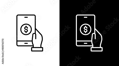 Cashless Payment White Icon Set Design