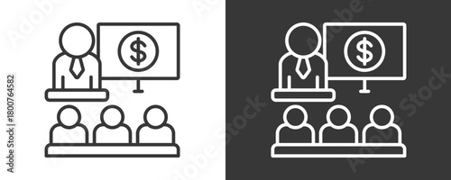 Business Presentation Icon Set Vector Collection Isolated In Black And White
