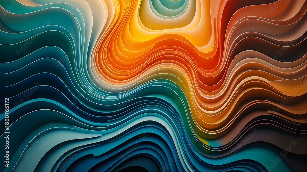 Fototapeta premium Colorful abstract wavy layered pattern background 