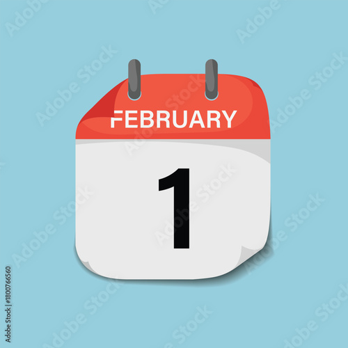 February first page calendar icon template for events date reminder scheduling