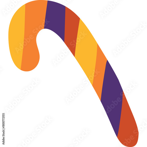 Candy Cane Shape With Warm Colors And Autumn Stripes On White Background Isolated Object